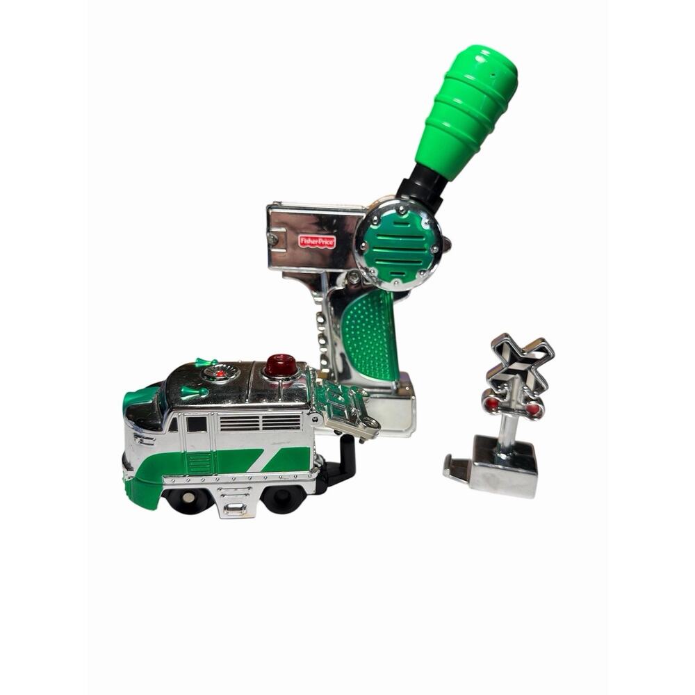 GeoTrax Fisher-Price Clover Express Train Engine + Sign + Remote Control Green